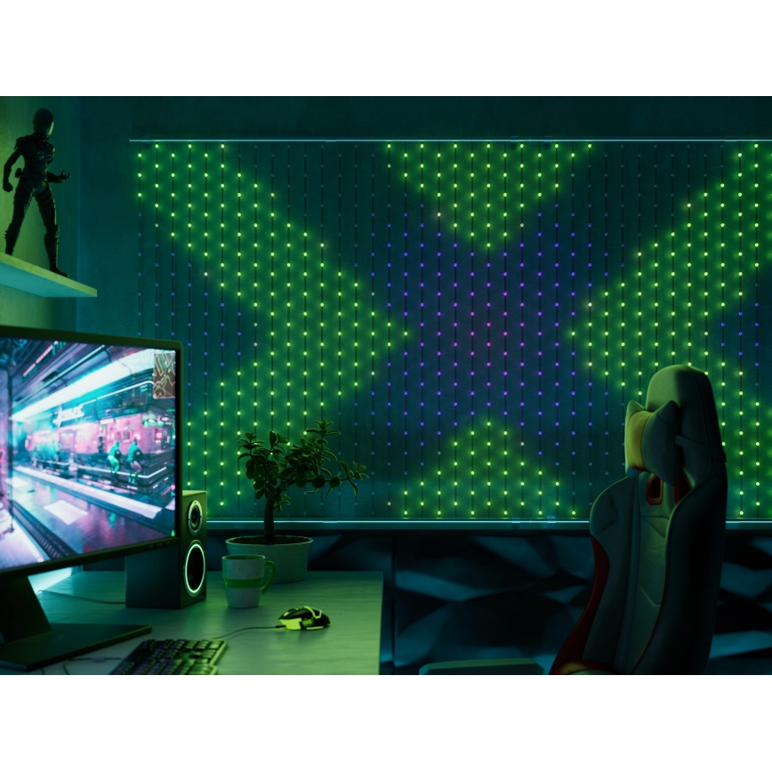Twinkly - LED RGB Stmievateľný vianočný záves MATRIX 480xLED 1x1 m Wi-Fi
