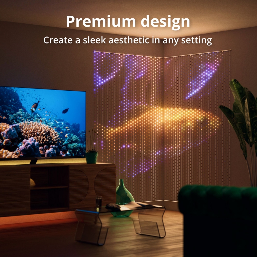 Twinkly - LED RGB Stmievateľný vianočný záves MATRIX 480xLED 1x1 m Wi-Fi