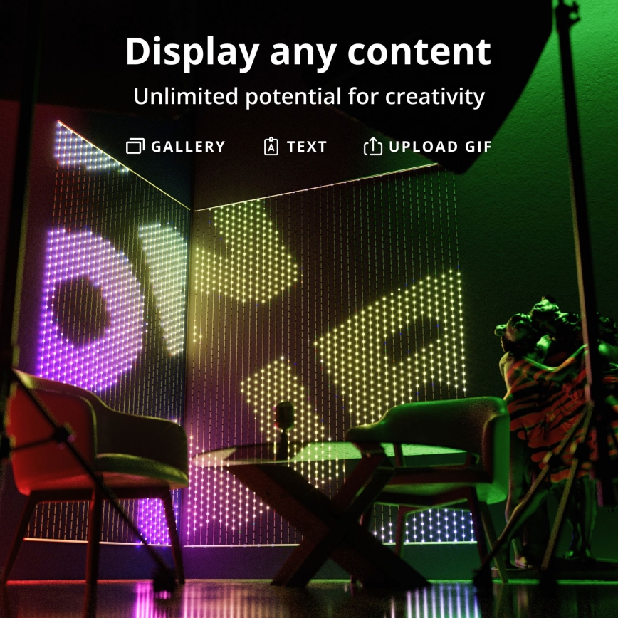 Twinkly - LED RGB Stmievateľný vianočný záves MATRIX 480xLED 1x1 m Wi-Fi