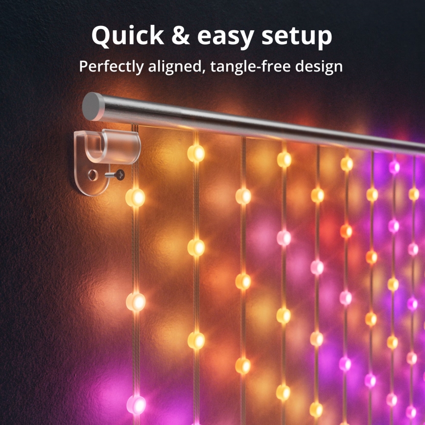 Twinkly - LED RGB Stmievateľný vianočný záves MATRIX 480xLED 1x1 m Wi-Fi