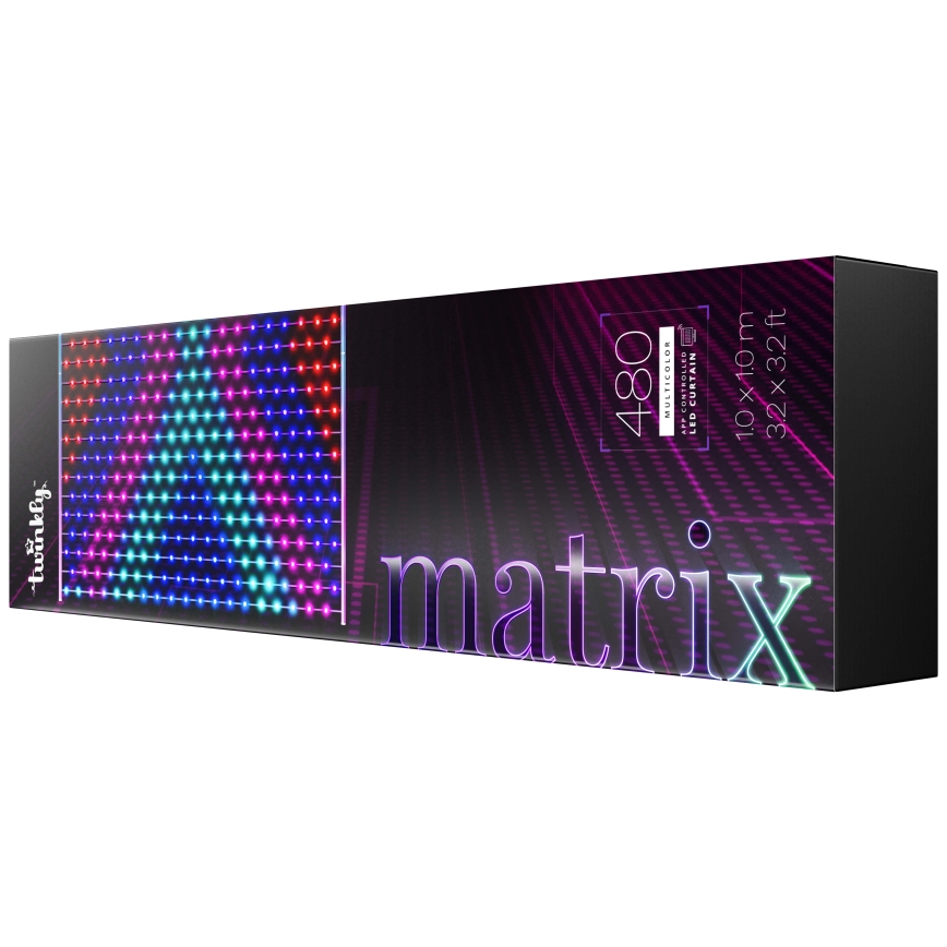 Twinkly - LED RGB Stmievateľný vianočný záves MATRIX 480xLED 1x1 m Wi-Fi
