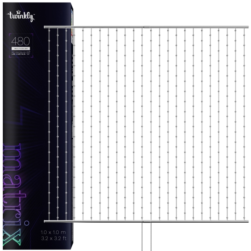 Twinkly - LED RGB Stmievateľný vianočný záves MATRIX 480xLED 1x1 m Wi-Fi