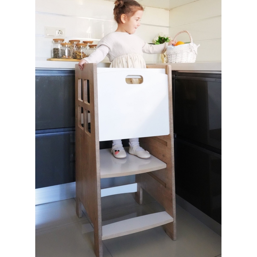 Učiaca veža KULE 90x50 cm hnedá/biela