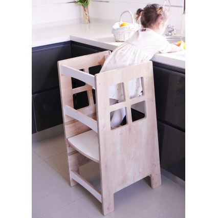 Učiaca veža KULE 90x50 cm hnedá/biela