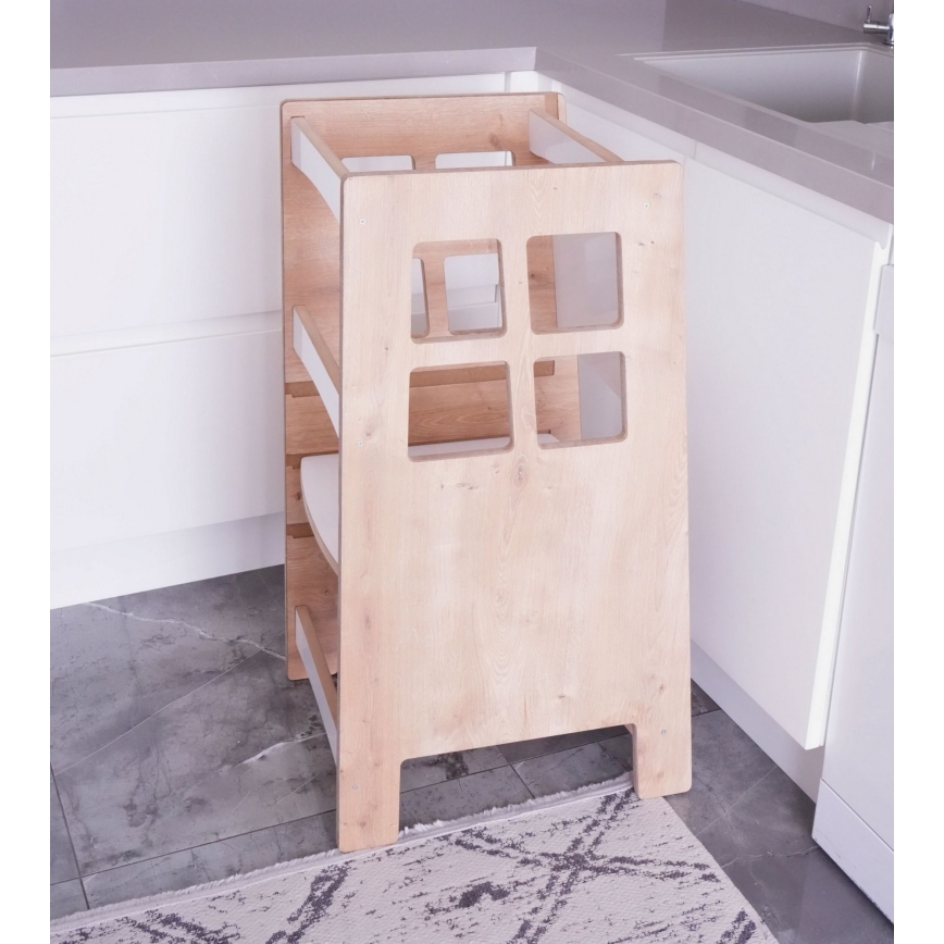 Učiaca veža KULE 90x50 cm hnedá/biela
