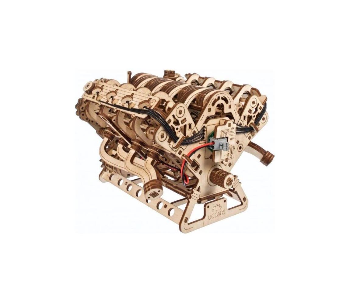 Ugears - 3D drevené mechanické puzzle Motor V8 UG70156