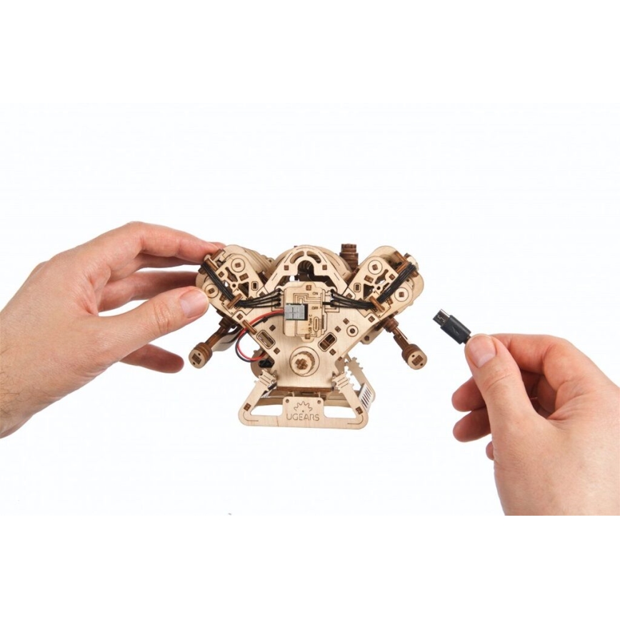 Ugears - 3D drevené mechanické puzzle Motor V8