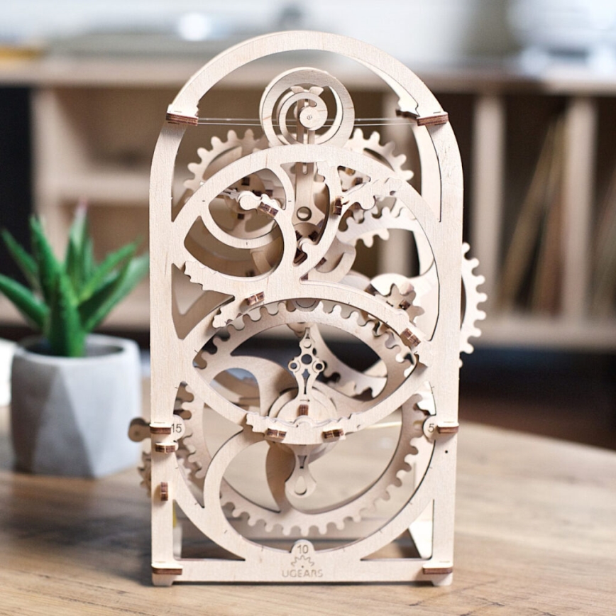Ugears - 3D drevenené mechanické puzzle Hodinový strojček