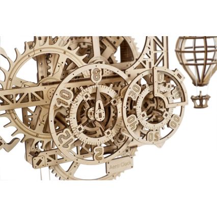 Ugears - 3D drevenené mechanické puzzle Nástenné hodiny Aero