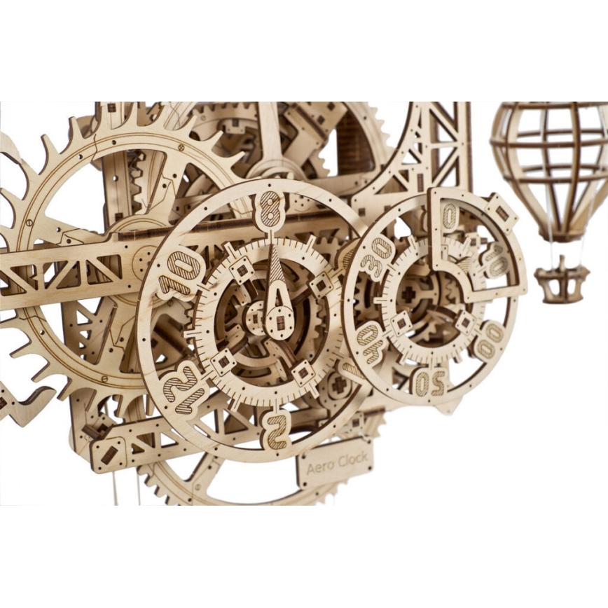 Ugears - 3D drevenené mechanické puzzle Nástenné hodiny Aero