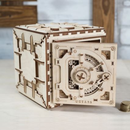 Ugears - 3D drevenené mechanické puzzle Trezor