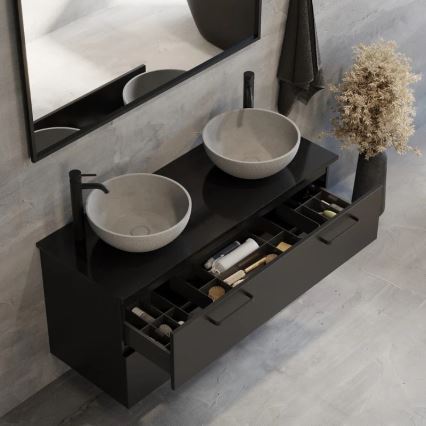 Umývadlo na dosku BERGEN, priemer 39 cm, betón/šedá