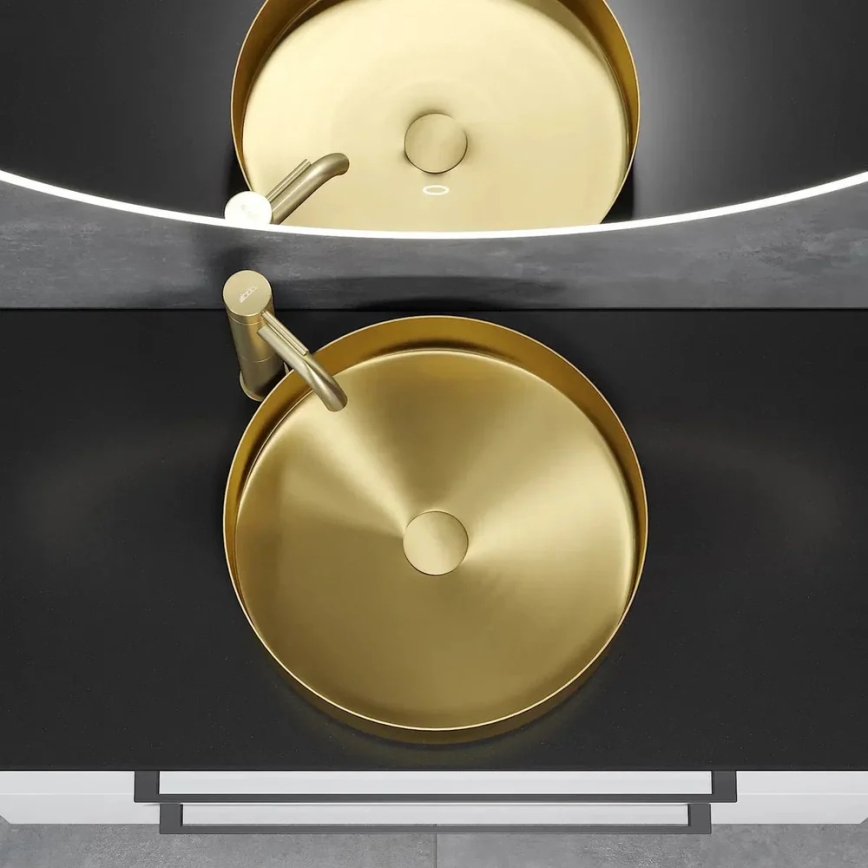 Umývadlo na dosku LJORDAL pr. 40 cm oceľ/mosadz