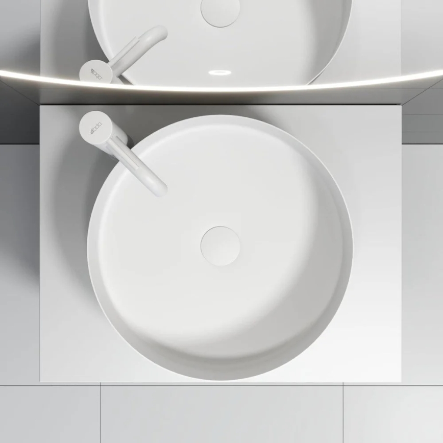 Umývadlo na dosku LJORDAL, Ø 40 cm, oceľ/biela