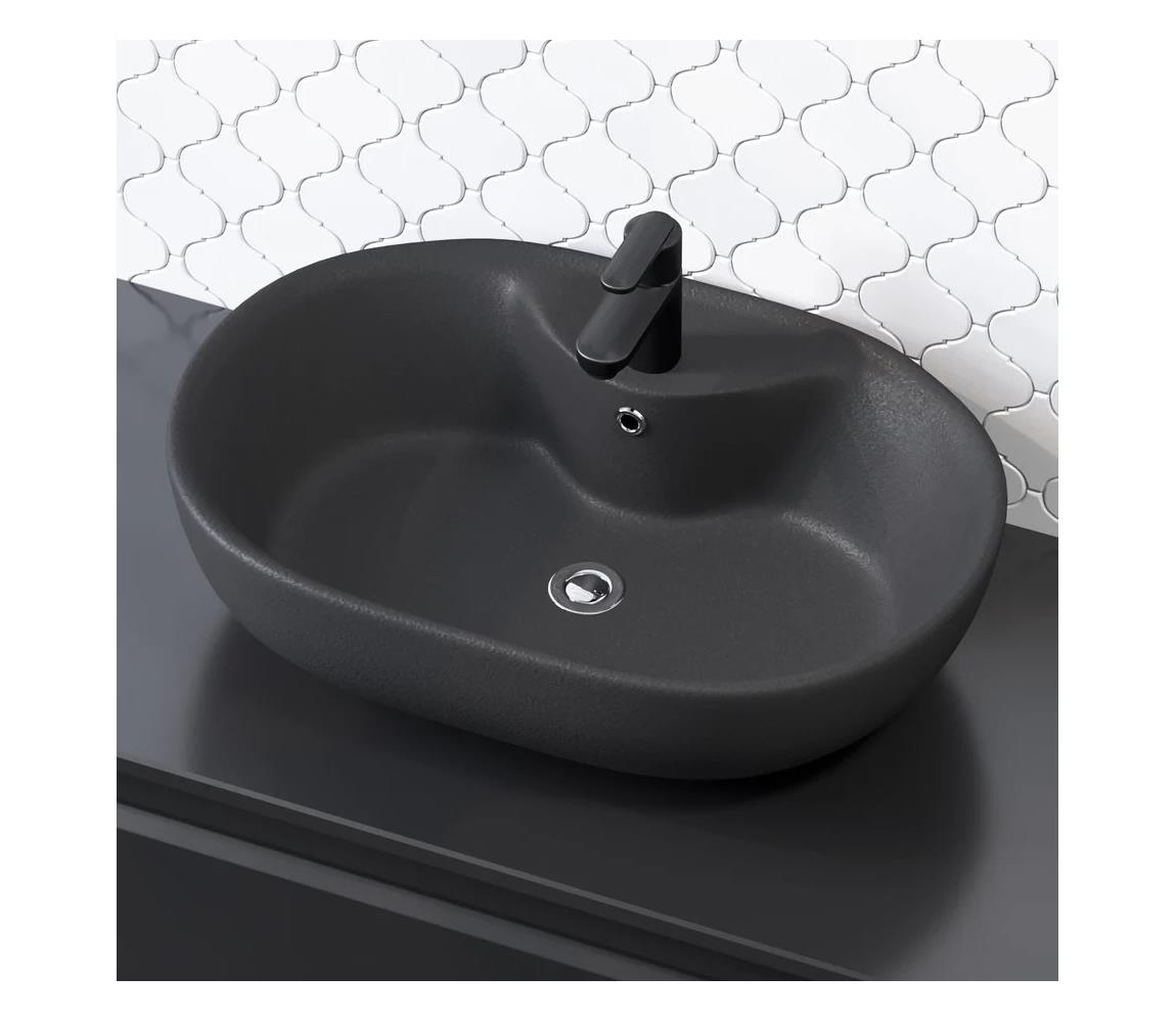 BATH DELUXE Umyvadlo na dosku TROMSO 59,5x41 cm keramika/čierna 06-060-08-02-00