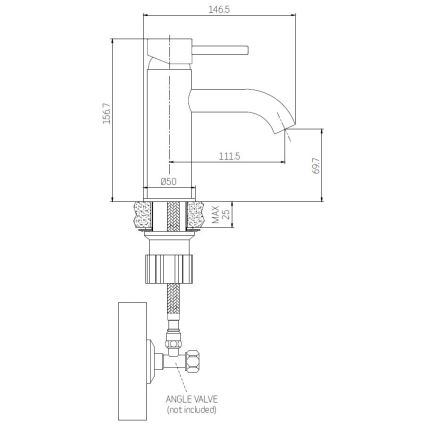 Umývadlová batéria ANHOLT 15,6 cm čierna/mosadz
