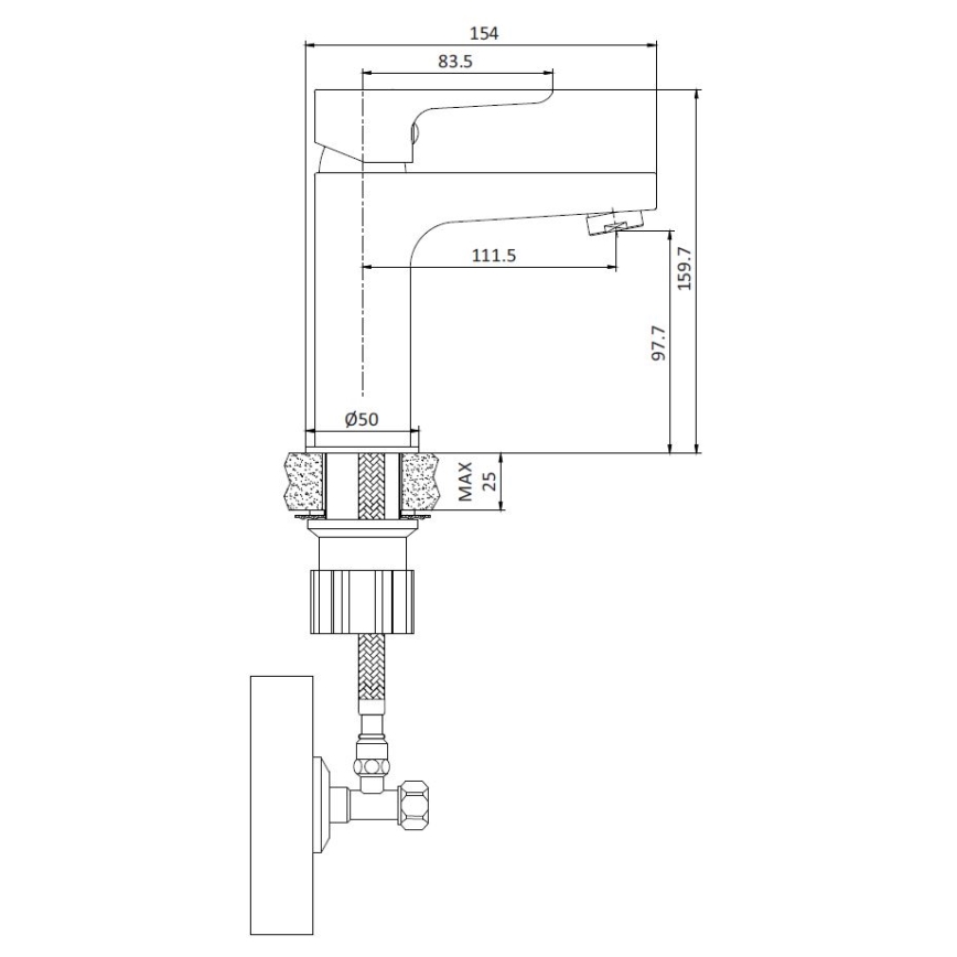 Umývadlová batéria NAESBY 15,9 cm matná čierna