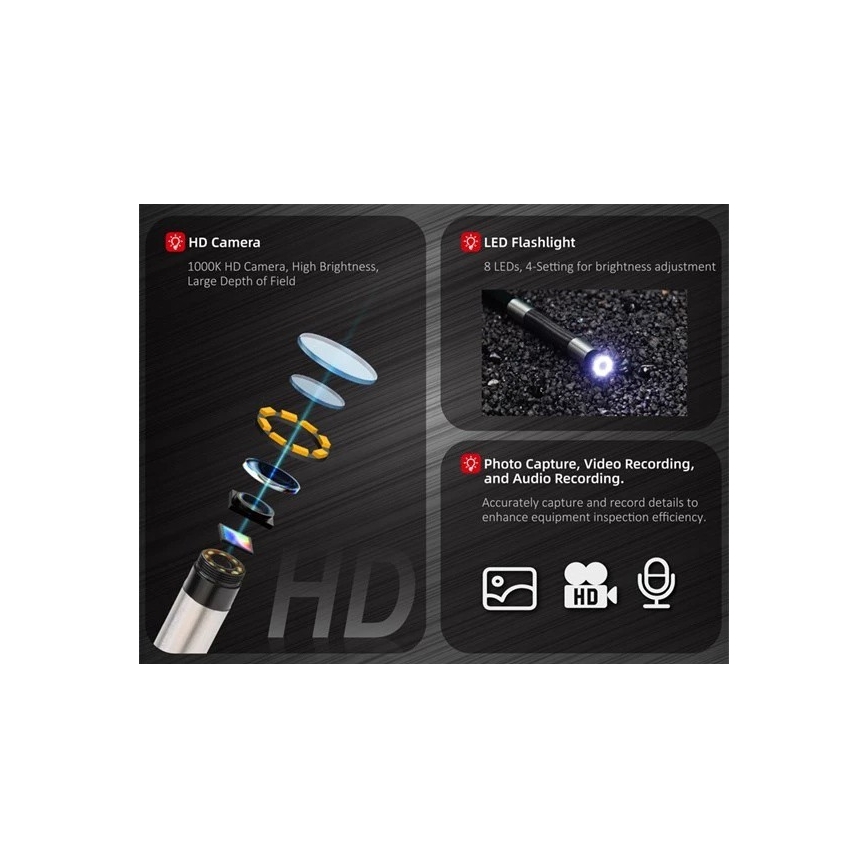 Uni-T – boroskop 3,7 V, 3000 mAh, IP67, 3 m