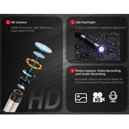 Uni-T UT663B – boroskop 3,7 V, 3000 mAh, IP67, 3 m