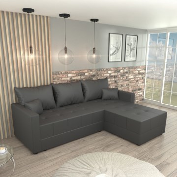 Univerzálna rohová rozkladacia sedacia súprava do tvaru L DUBLIN sivá