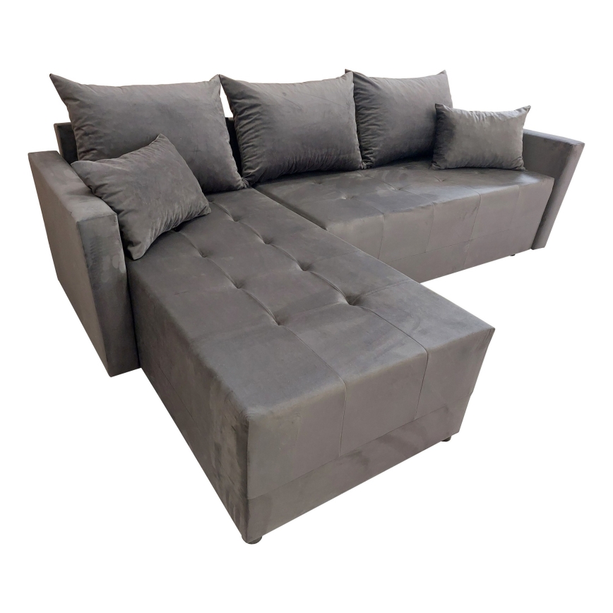 Univerzálna rohová rozkladacia sedacia súprava do tvaru L DUBLIN sivá