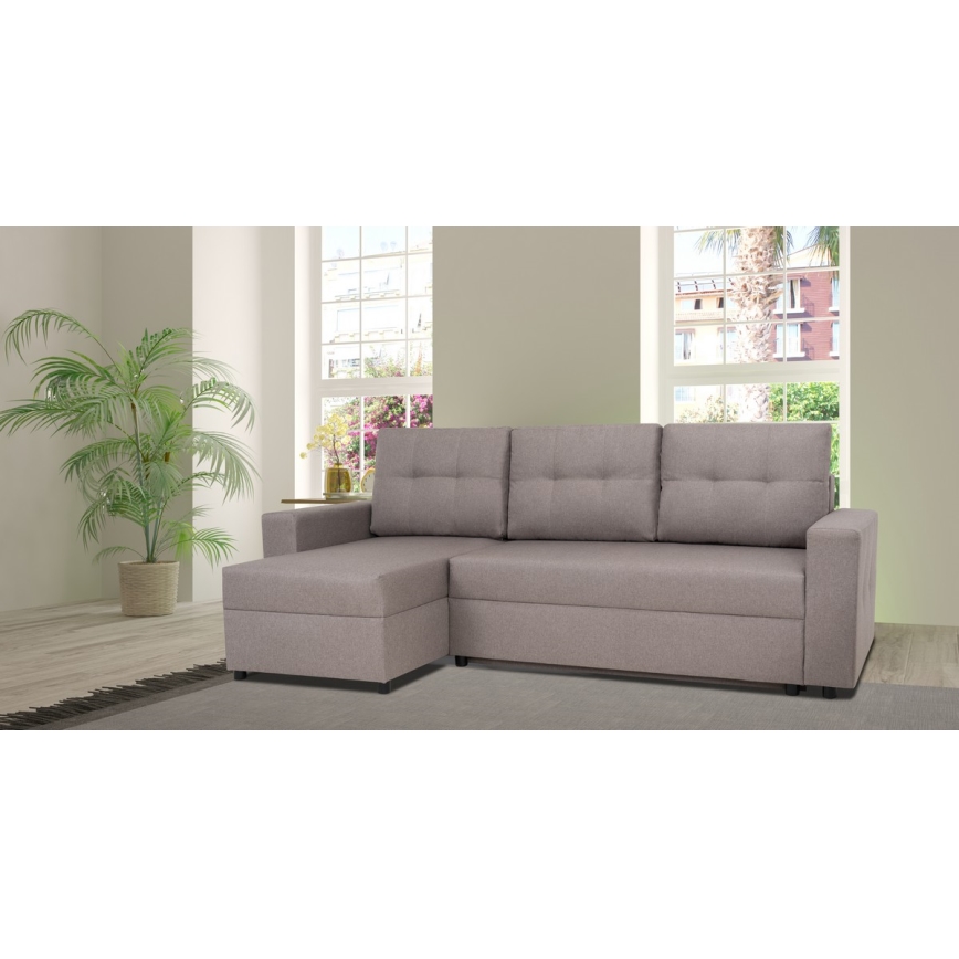 Univerzálna rohová sedacia súprava s funkciou spania a úložným priestorom SEVILLA sivá