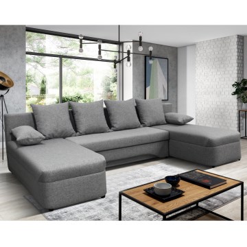 Univerzálna rozkladacia rohová sedacia súprava do tvaru U s úložným priestorom ALMEIDA sivá