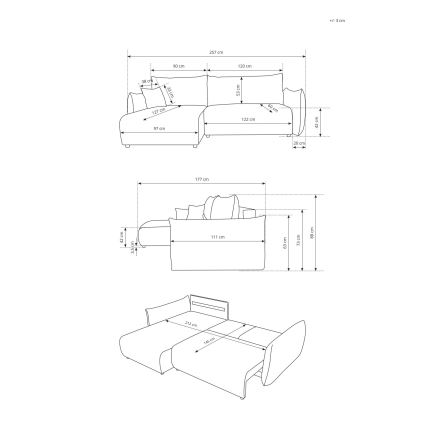 Univerzálna rozkladacia rohová sedacia súprava do tvaru L FRIDA s úložným priestorom, hnedá