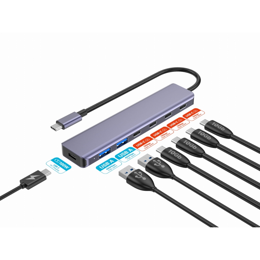 USB-C rozbočovač 7 v 1 s Power Delivery 100 W