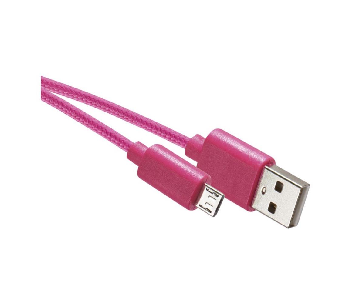  USB kábel USB 2.0 A konektor/USB B micro konektor ružová 