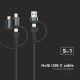 USB kábel USB-A/ USB Lightning  / MicroUSB / USB-C Power Delivery 60W 1,2m čierna
