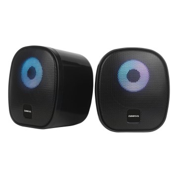USB Reproduktory s RGB podsvietením 2x3W/5V čierna