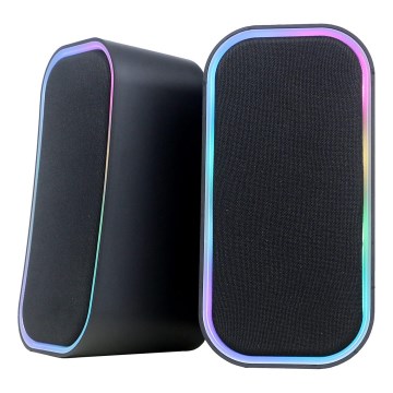USB Reproduktory s RGB podsvietením 2x3W/5V čierna