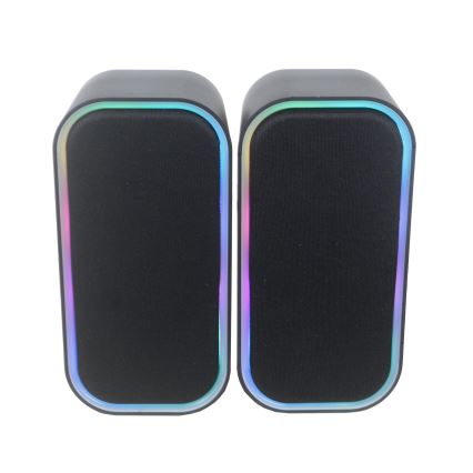 USB Reproduktory s RGB podsvietením 2x3W/5V čierna