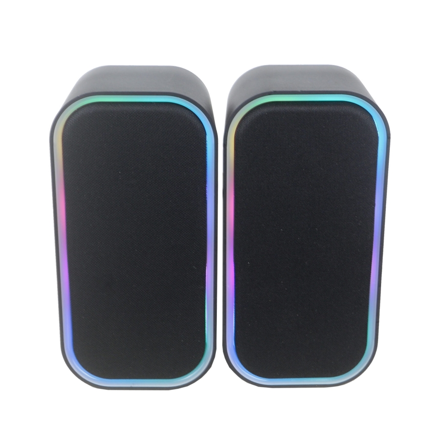 USB Reproduktory s RGB podsvietením 2x3W/5V čierna
