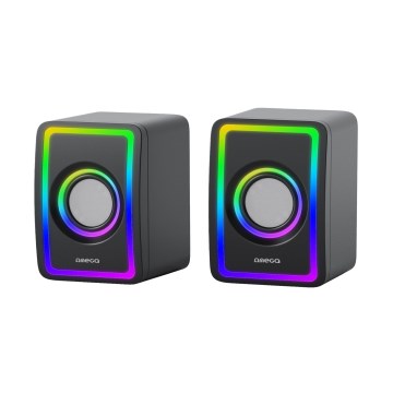 USB Reproduktory s RGB podsvietením 2x3W/5V čierna