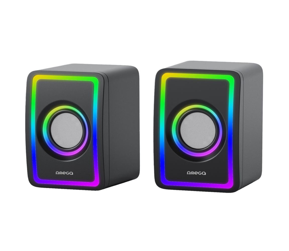 USB Reproduktory s RGB podsvietením 2x3W/5V čierna OGG155