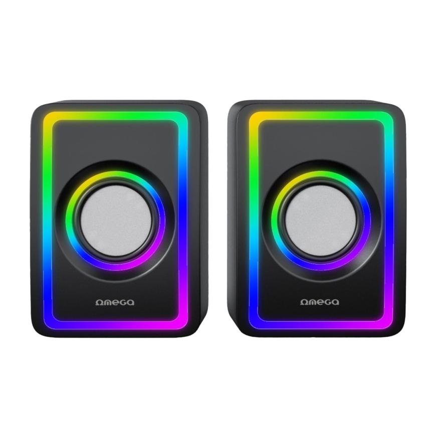 USB Reproduktory s RGB podsvietením 2x3W/5V čierna