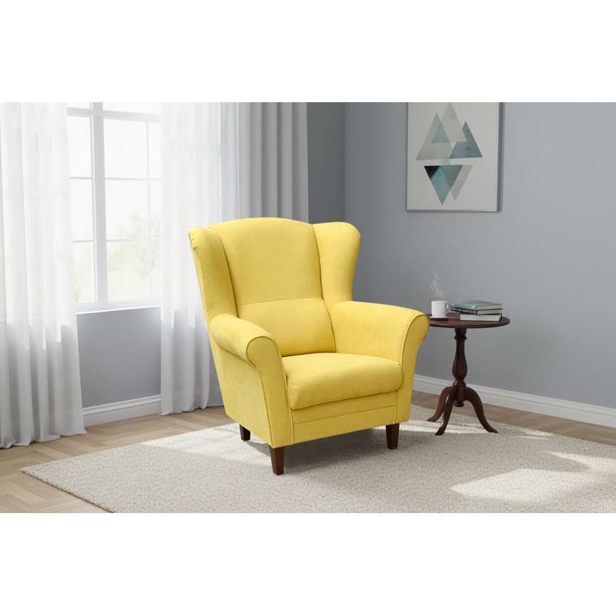 Ušiakové kreslo GALA žlté