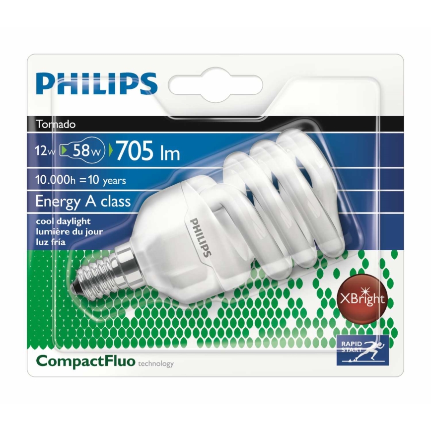Úsporná žiarovka Philips E14/12W/230V - TORNADO