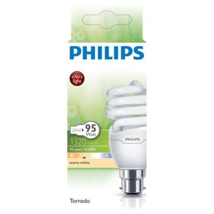 Úsporná žiarovka Philips TORNADO B22/20W/230V 2700K