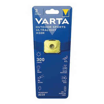Varta 18631201401 - LED Stmievateľná nabíjacia čelovka OUTDOOR SPORTS LED/5V 600 mAh IPX4 žltá