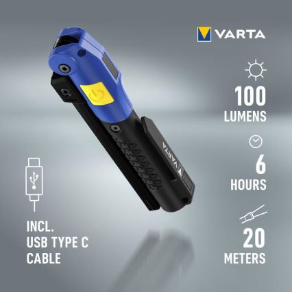 Varta 18649101401 - LED Nabíjacia baterka WORK FLEX F20R LED/5V IP54