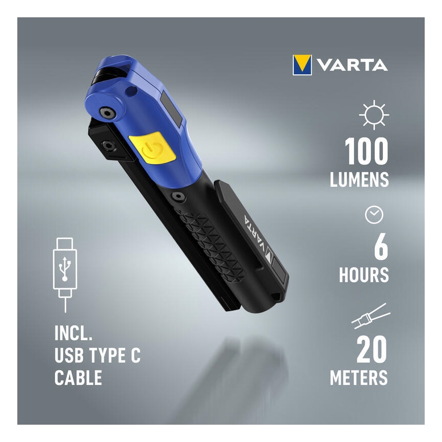 Varta 18649101401 - LED Nabíjacia baterka WORK FLEX F20R LED/5V IP54