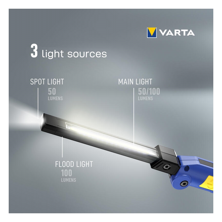 Varta 18649101401 - LED Nabíjacia baterka WORK FLEX F20R LED/5V IP54