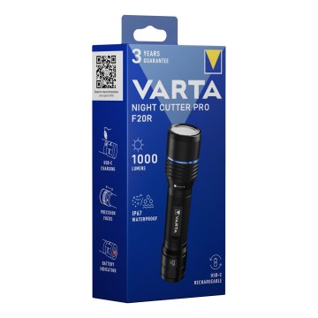 Varta 18920101111 - LED nabíjateľná baterka NIGHT CUTTER PRO F20R LED/USB IP67 2600 mAh