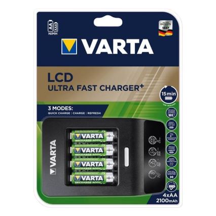 Varta 40084  - LCD Smart nabíjačka ULTRA FAST+  4xNiMH AA 2100 mAh 230V