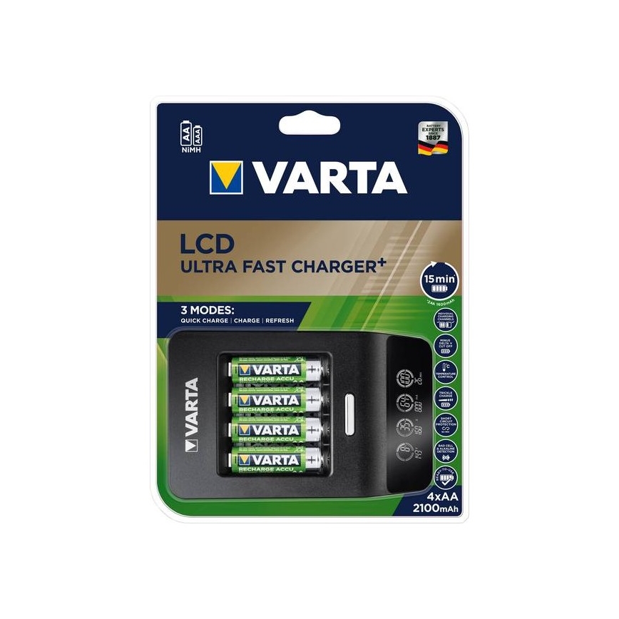 Varta 40084  - LCD Smart nabíjačka ULTRA FAST+  4xNiMH AA 2100 mAh 230V