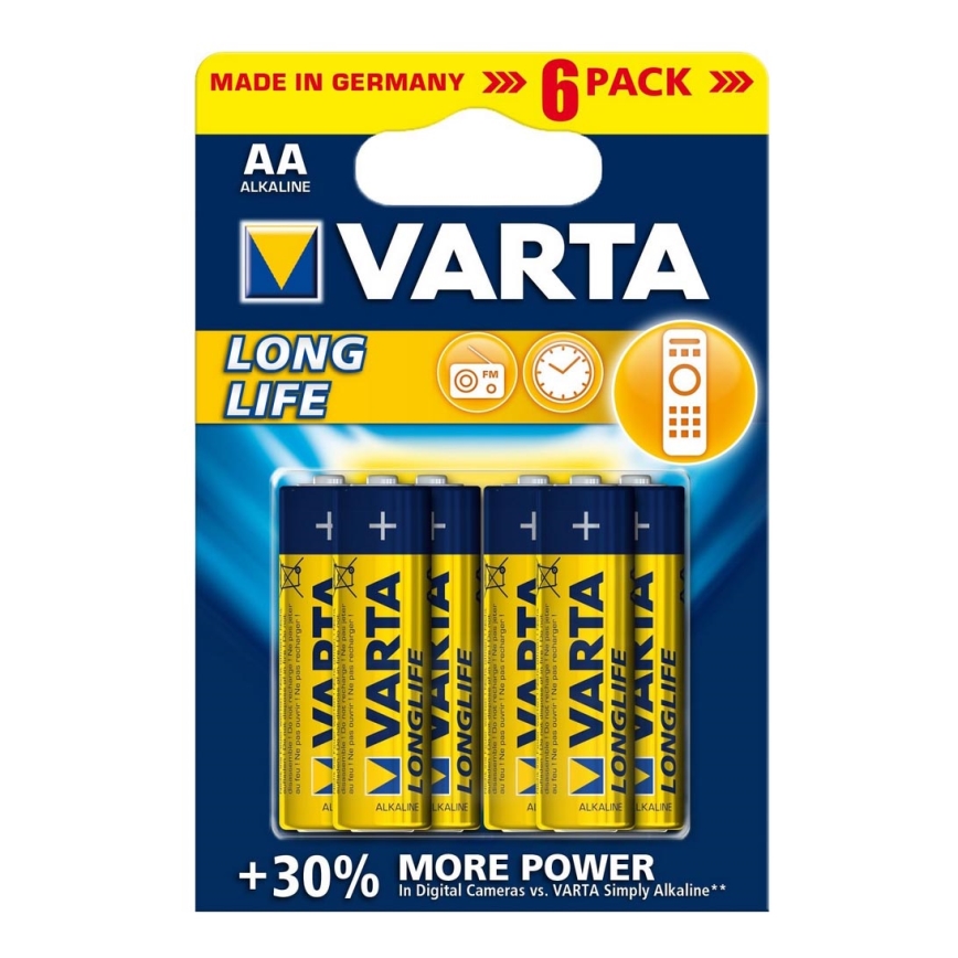 Varta 4106 - 6 ks Alkalické batérie LONGLIFE EXTRA AA 1,5V