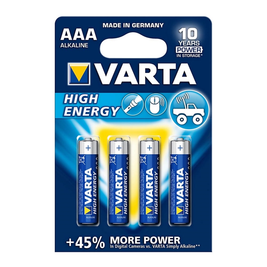 Varta 4903 - 4 ks Alkalické batérie HIGH ENERGY AAA 1,5V